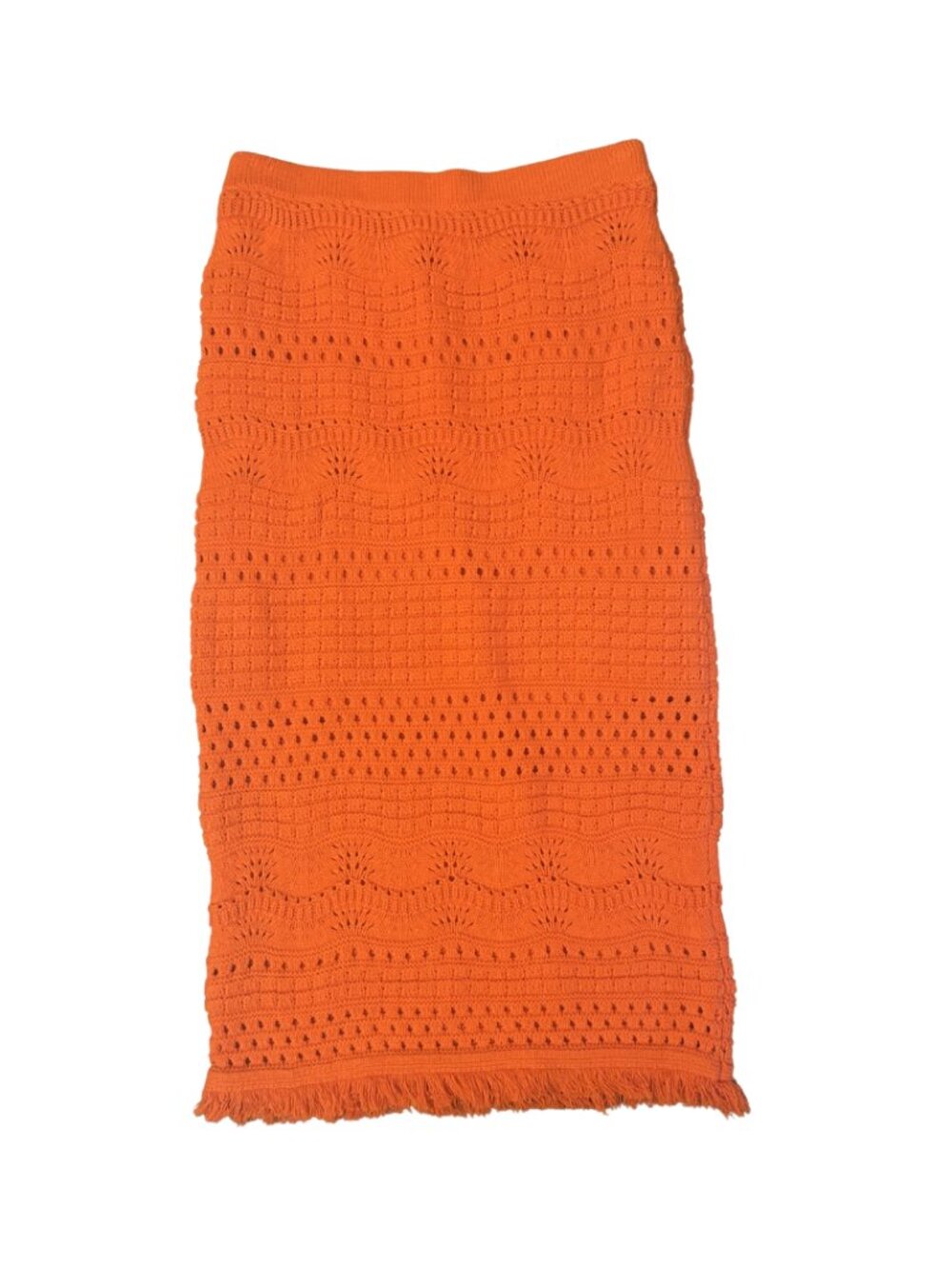 House of Harlow 1960 Orange Knit Skirt Fringe Small